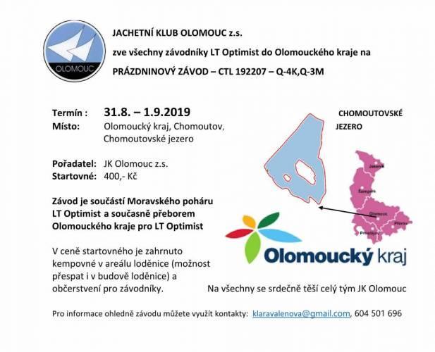 Pozvánka na "Prázdninový závod" pořádaný JK Olomouc